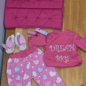 Sleepover Set Fits American Girl Dolls: Pajama Bed Comforter Sleepers Flashlight